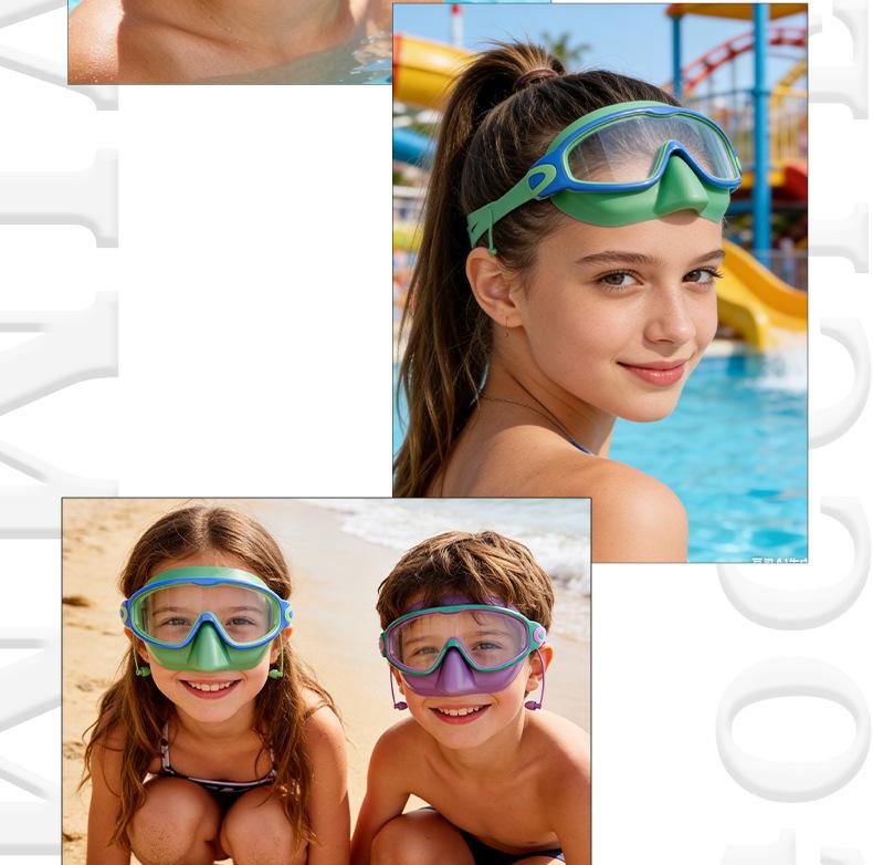 Best-selling children's swimming goggles, adult large-frame nose-protecting waterproof anti-fog high-definition swimming goggles