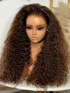 26-Inch Soft Dark Brown Kinky Curly Wig, 180 Density, 13x4x1 Lace Front, Pre-Plucked, Heat Resistant, Glueless Fashion Synthetic Wig for Women