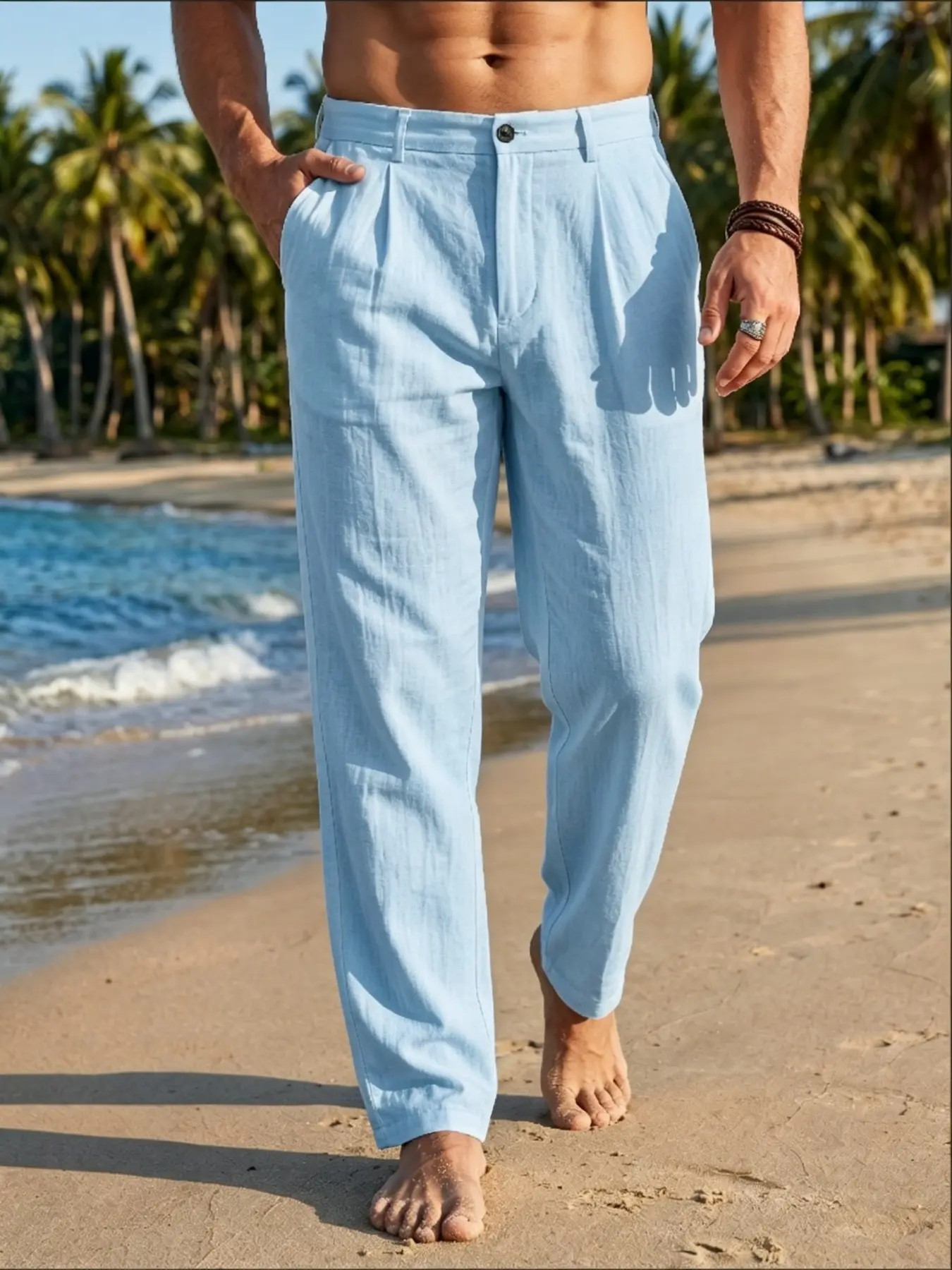 Men's Linen Plain Gurkha Trousers, Neapolitan Loose Straight-leg Pants, Versatile for Business Commute, Daily Casual & Smart Casual Occasions
