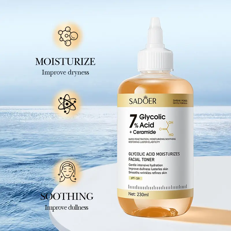 Glycolic Acid Skin Refining Toner 230ml, Glycolic Treatment Tonic, Hydrating & Moisturizing, Smooth Skin & Brighten Complexion, Hydrate, Moisturize
