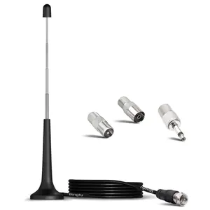 Dab Fm TV Radio Antenna with Telescopic Rod, HiFi AV Receiver and Stereo Amplifier, Suction Cup Antenna for Clear Reception