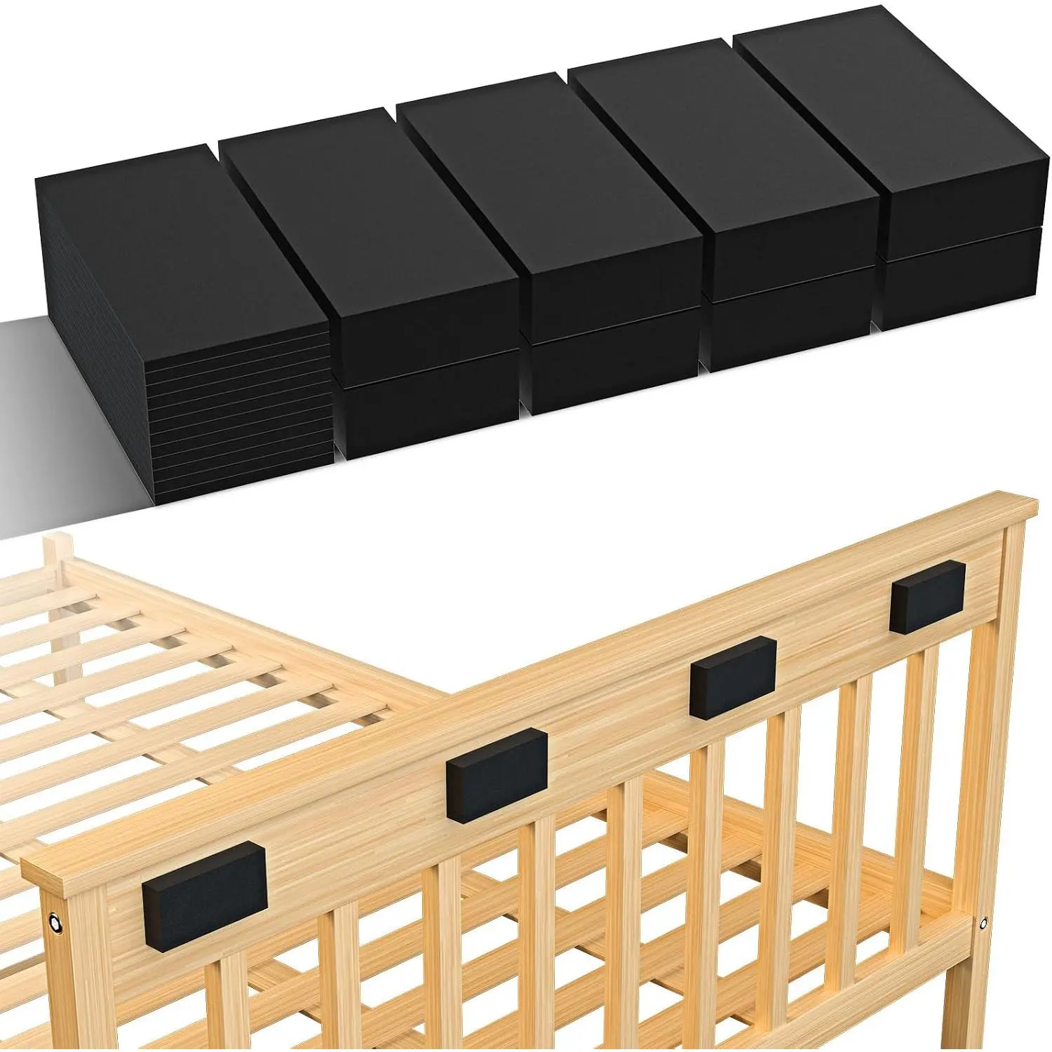 Furniture Wall Protector, EVA Headboard Stoppers, 20 Pack, Black | Two Thickness Options, 0.6" & 0.2" Pads, Thick EVA  Padding, Protects Walls & Headboards, Reduces Noise and