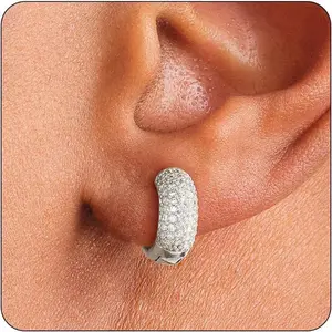 Hoop Earrings for Men | 14K Gold Plated Cartilage Huggie Earrings, Hypoallergenic Lightweight CZ Inlaid for Sensitive EarsGift.