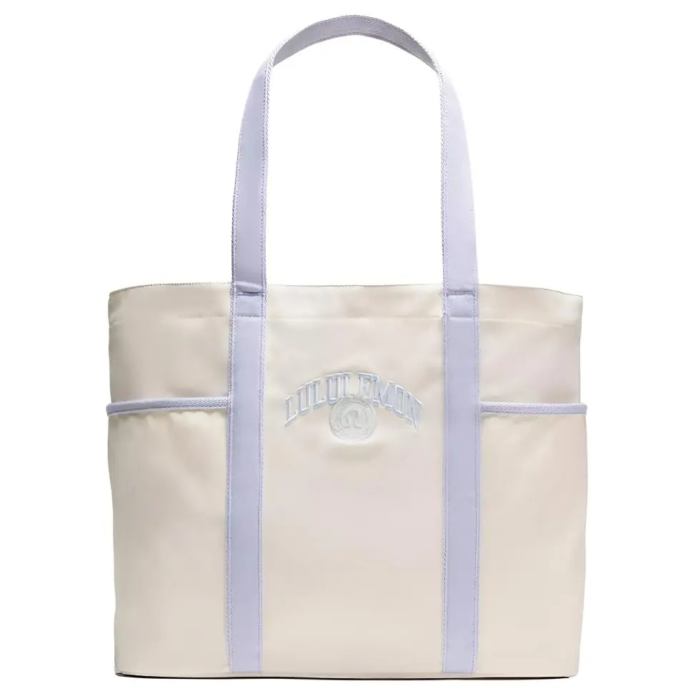 Women's Lululemon 20L Everyday Multi-Pocket Canvas Tote Bag - Purple and White, Large-Capacity Carry-All Women's Handbag, Large-Capacity Women's Handbags, Carry-All Women's Handbags