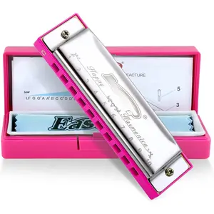 Blues Harmonica, Diatonic 10 Holes C Key Happy Harmonica Mouth Organ for Beginner,,,Students,,with Carrying Plastic Case,Clean Cloth and Manual