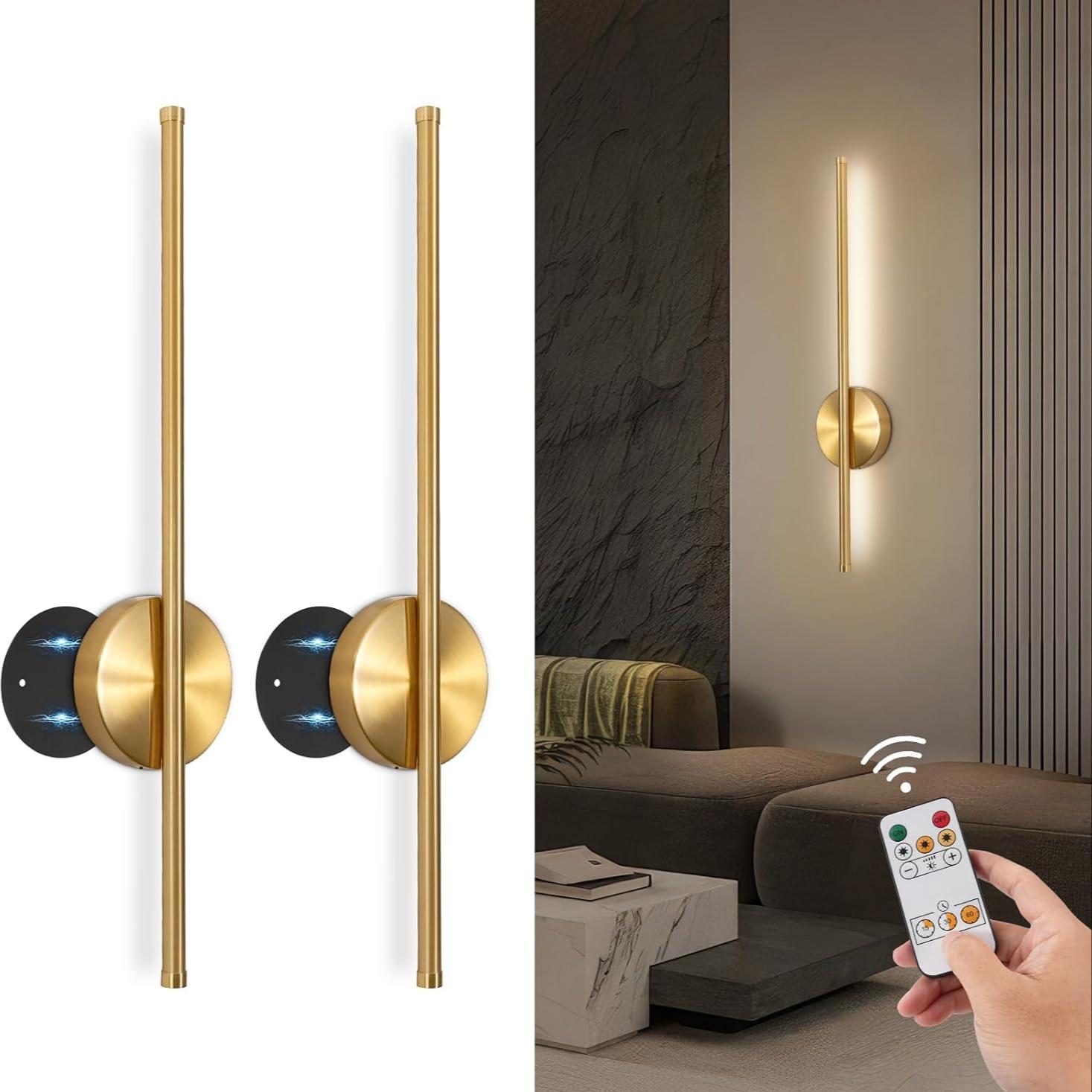 Battery-Powered Wall Lamp with Remote Control, LED Wireless Wall Light for Bedroom and Hallway, Adjustable Brightness, Low Voltage, Home Decor Lighting