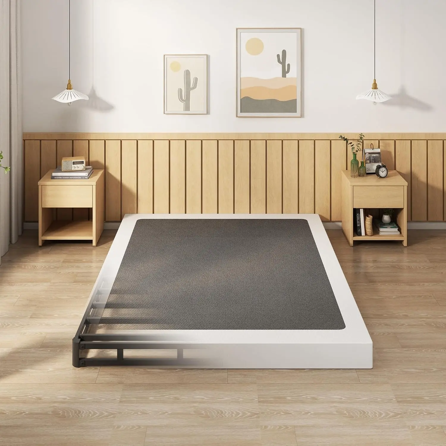 5 Inch Box Spring Queen Size Mattress Foundation with Fabric Cover | Heavy Duty Metal Bed Base, 3000LBS Max Weight Capacity, Noise Free, Easy Assembly, Non Slip, Black
