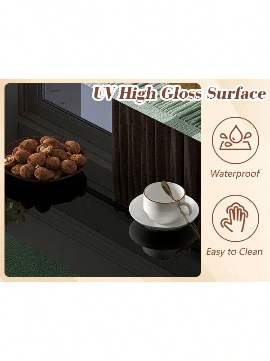 Modern Nightstand Set Of 2 With LED Lights And Charging Station, Side Tables With 2 Drawers And Open Storage Shelf, Stylish End Tables For Bedroom