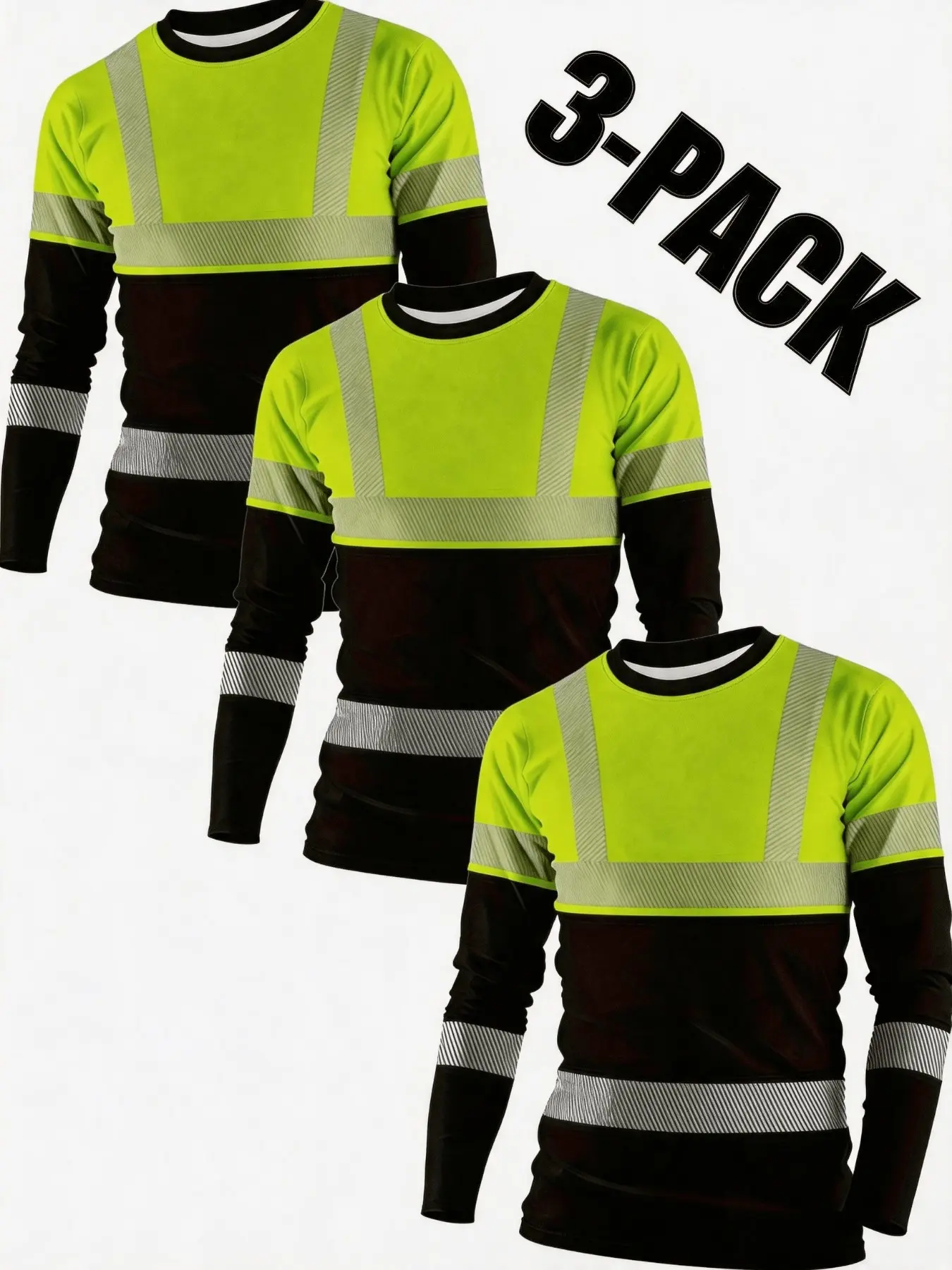 Fluorescent Reflective Long Sleeve Workwear, Men's High Visibility Safety Jacket, Protective Clothing for All Seasons, Work Safety Gear