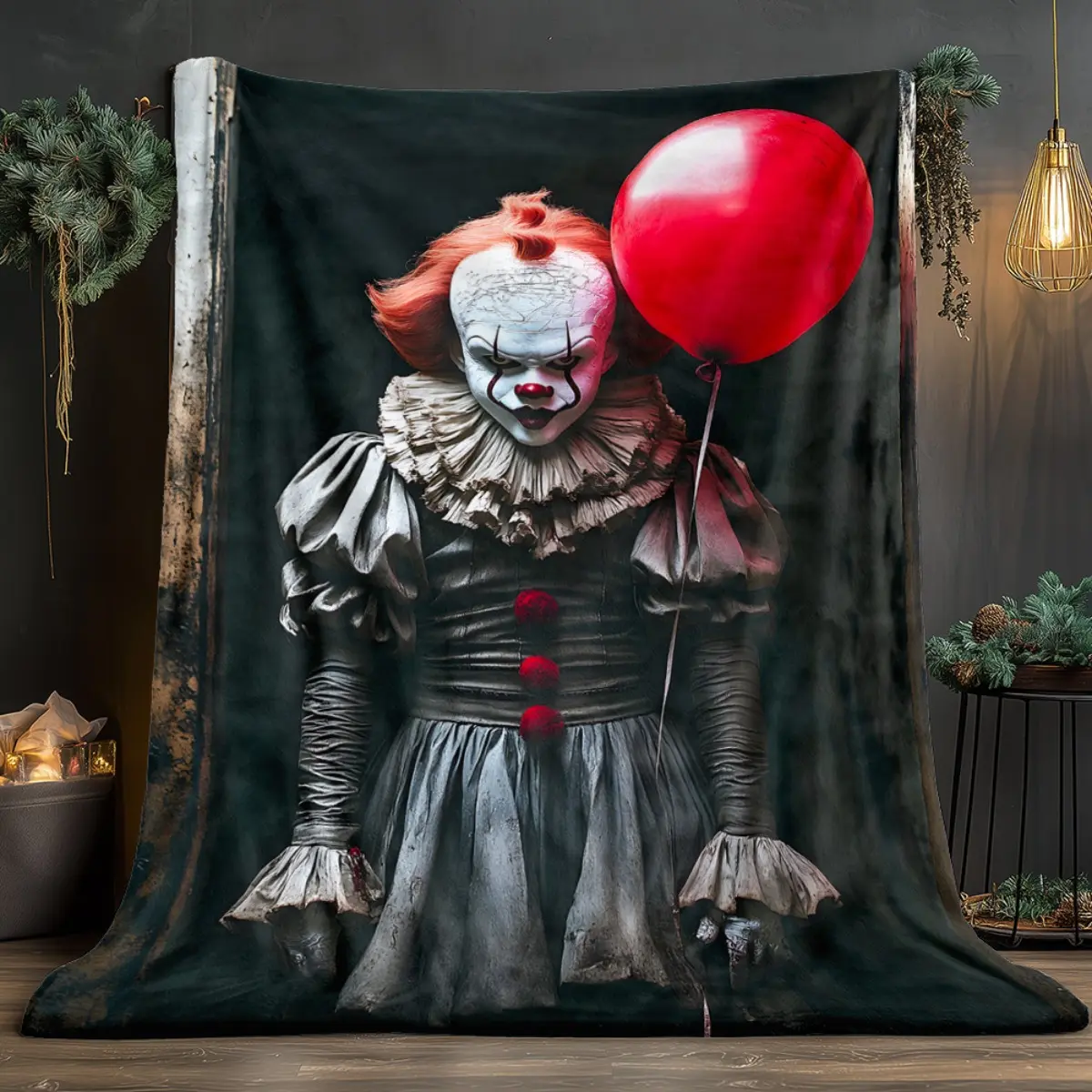 Clown Balloon Full Print Flannel Throw - 1-Piece All-Seasons Cotton-Crochet Blanket, Breathable, Cooling, Lightweight, Durable, Wrinkle Resistant, Fade Resistant, Machine Washable, Multi-Size Options, Ideal Gift for Loved Ones, Suitable for Sofas