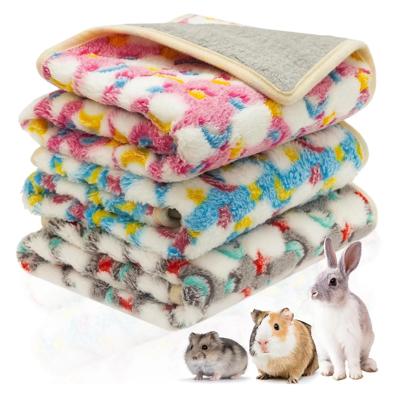 Guinea Pig Bedding Mat 3 Pack - Waterproof Small Pet Cage Liners, Washable Soft Fleece Blanket for Rats, Rabbits, Chinchillas & Ferrets, Reusable Animal Cage Accessories (13.7x13.7in)Gift