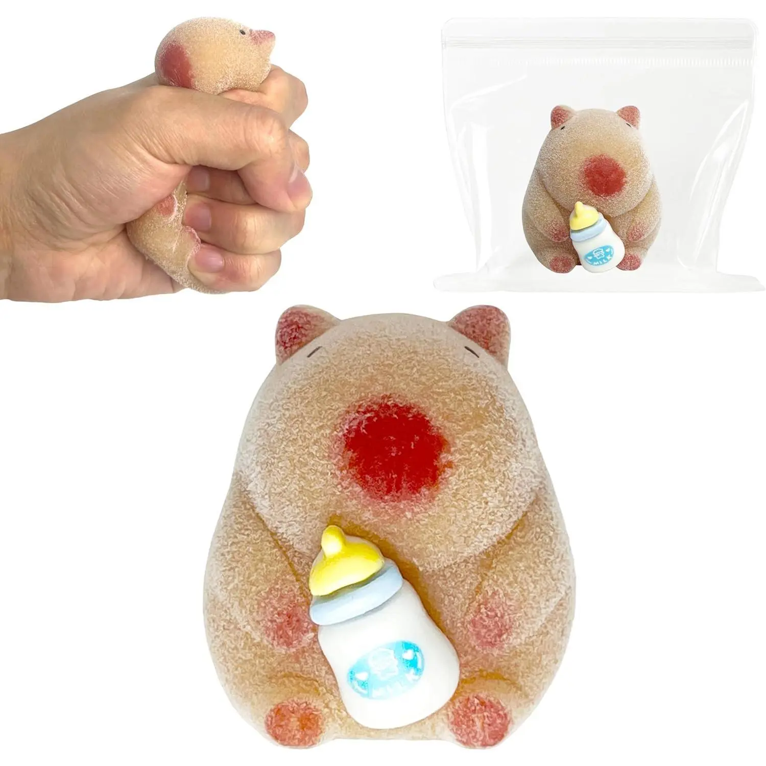 ZTATU Mini Furry Capybara Squishy Squeeze Stress Relief Toy - Unisex Taba Sensory Ball for 12 Years Above, Party Favors, Easter Basket Stuffers, Sensory Squeeze Ball