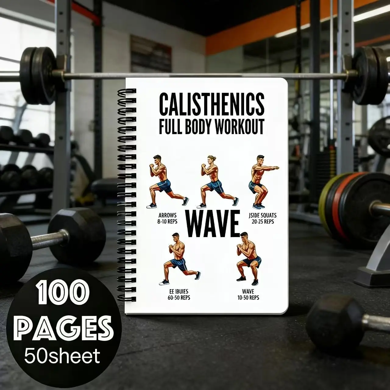 Hand Gym Training Notebook, Calisthenics, Bodyweight, Complete Workout Plan, No Equipment Needed, Beginner to Advanced, Home Outdoor Gym, Fitness Gift, Motivational