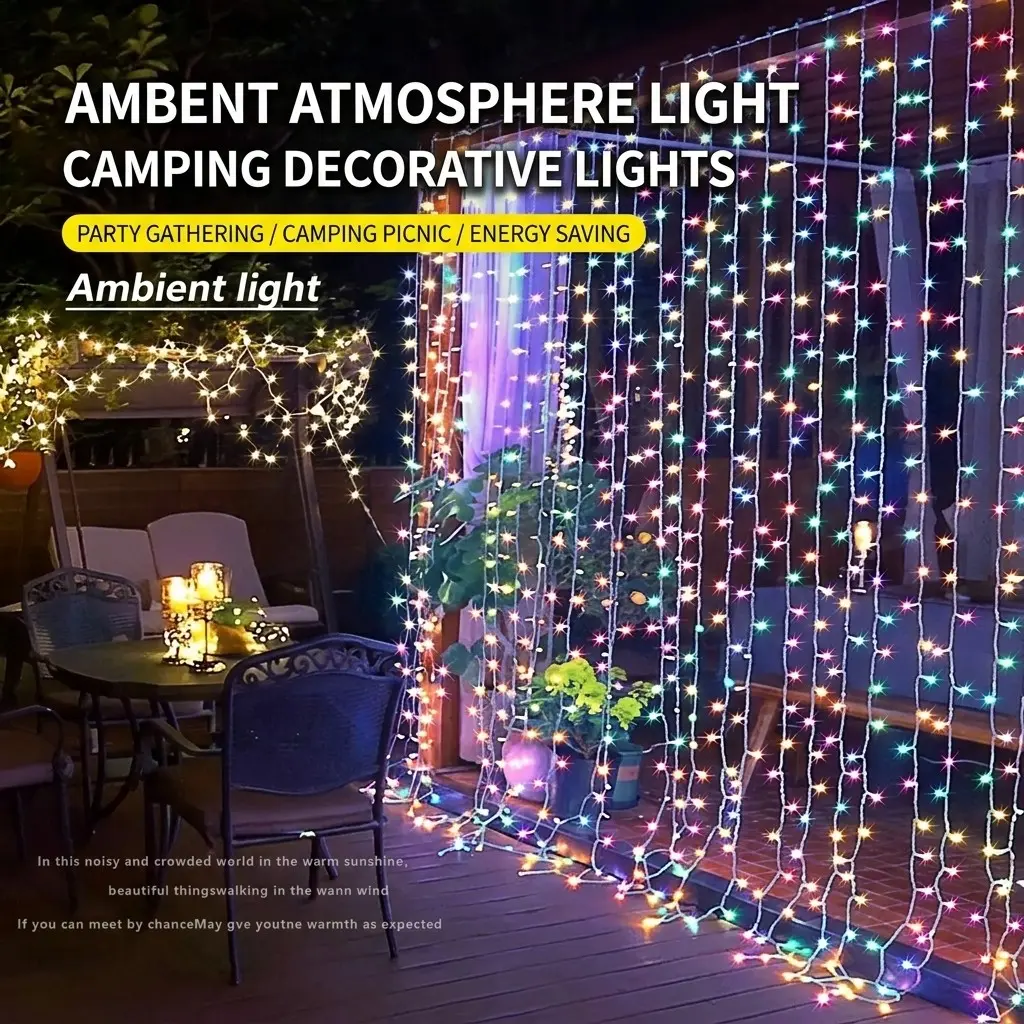 LED Curtain Lights IP65 Waterproof with Remote Control, 8-Mode USB-Powered Holiday String Lights for Christmas and Halloween Decor, Indoor/Outdoor Twinkle Lights, Outdoor Decorative Lights