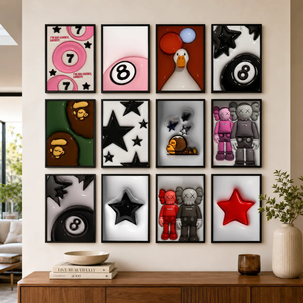 Hypebeast Inspired Canvas Wall Art | Street Style Character Poster Prints for Bedroom, Gaming Room & Trendy Home Decor