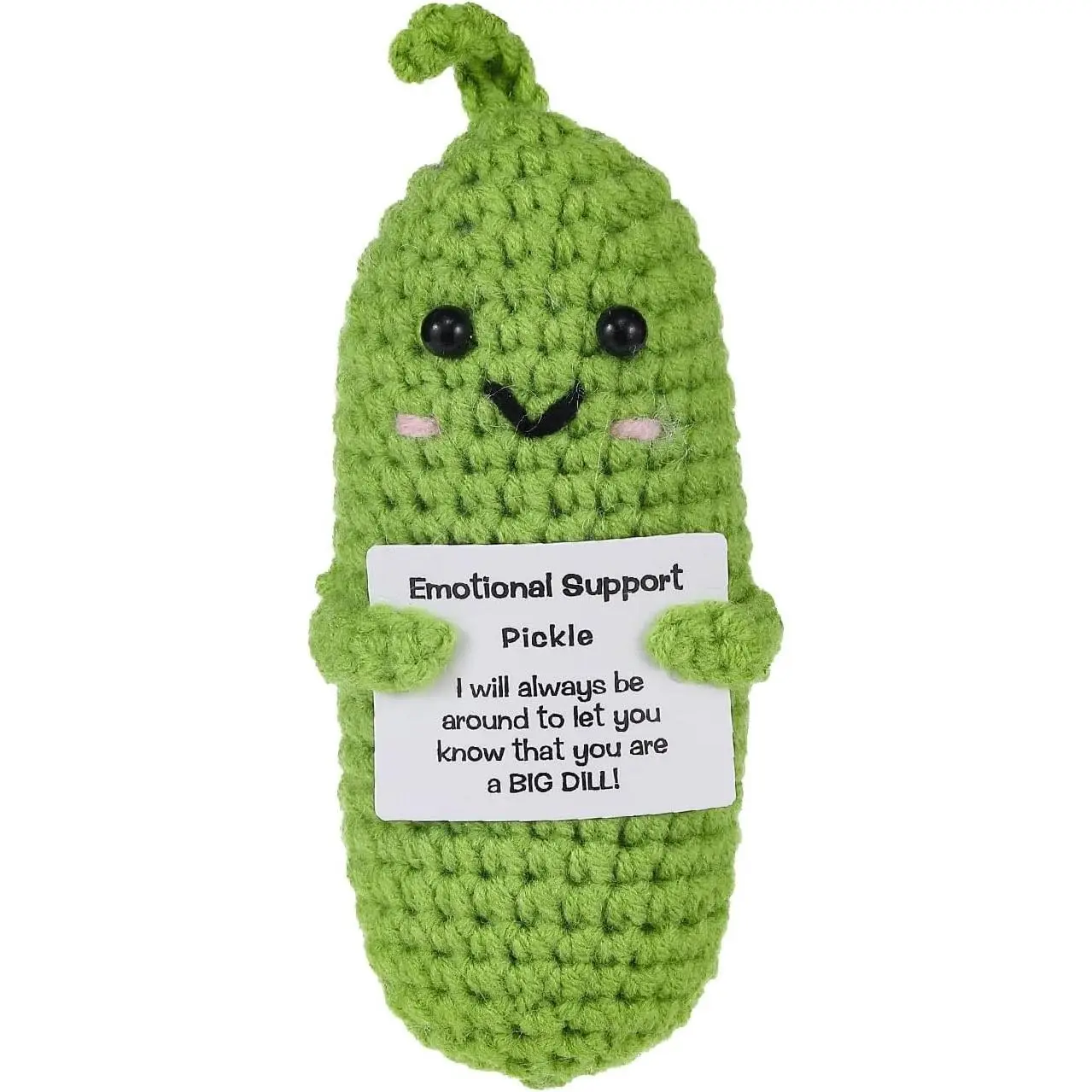 Pickle Shape Crochet Cute Animal Plush Toy with Companion & Heart Card - Elasticity Design, Birthday Gift, Christmas Stocking Stuffer (Support Pickle)