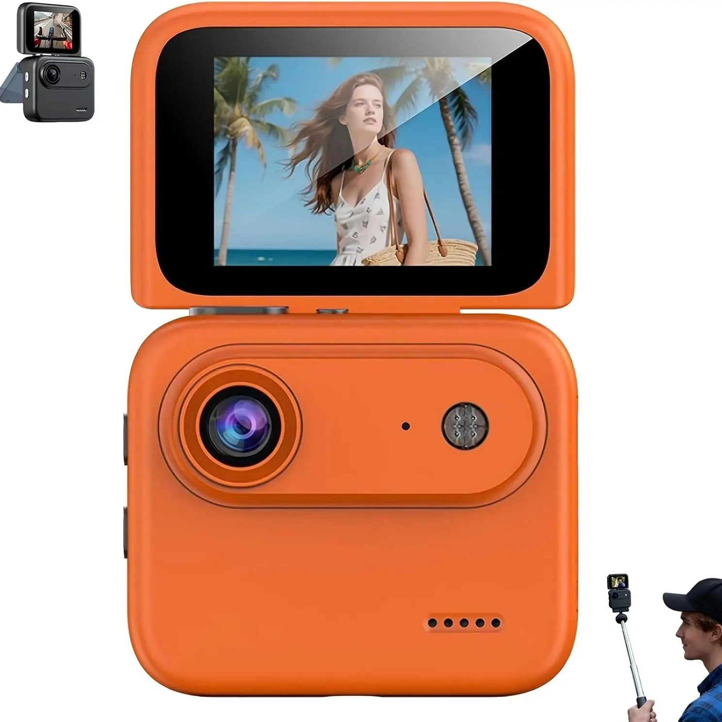 Y360 1080P Action Camera, 2.0 Inch Flip Screen, 143° Wide Angle Lens, Anti-Shake, 6 Hours Battery Life, Quick Charge, Outdoor Adventure
