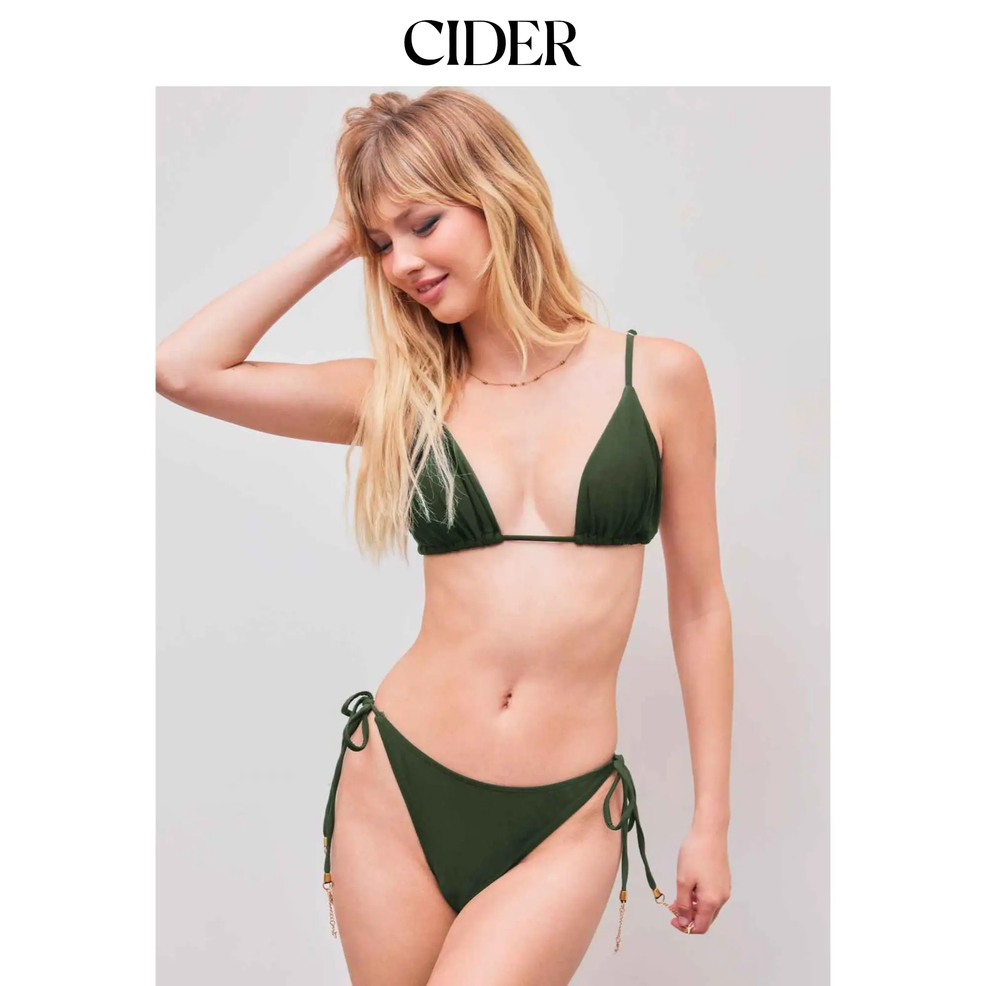 Cider Starfish Chain Detail Knotted Triangle Bikini Set