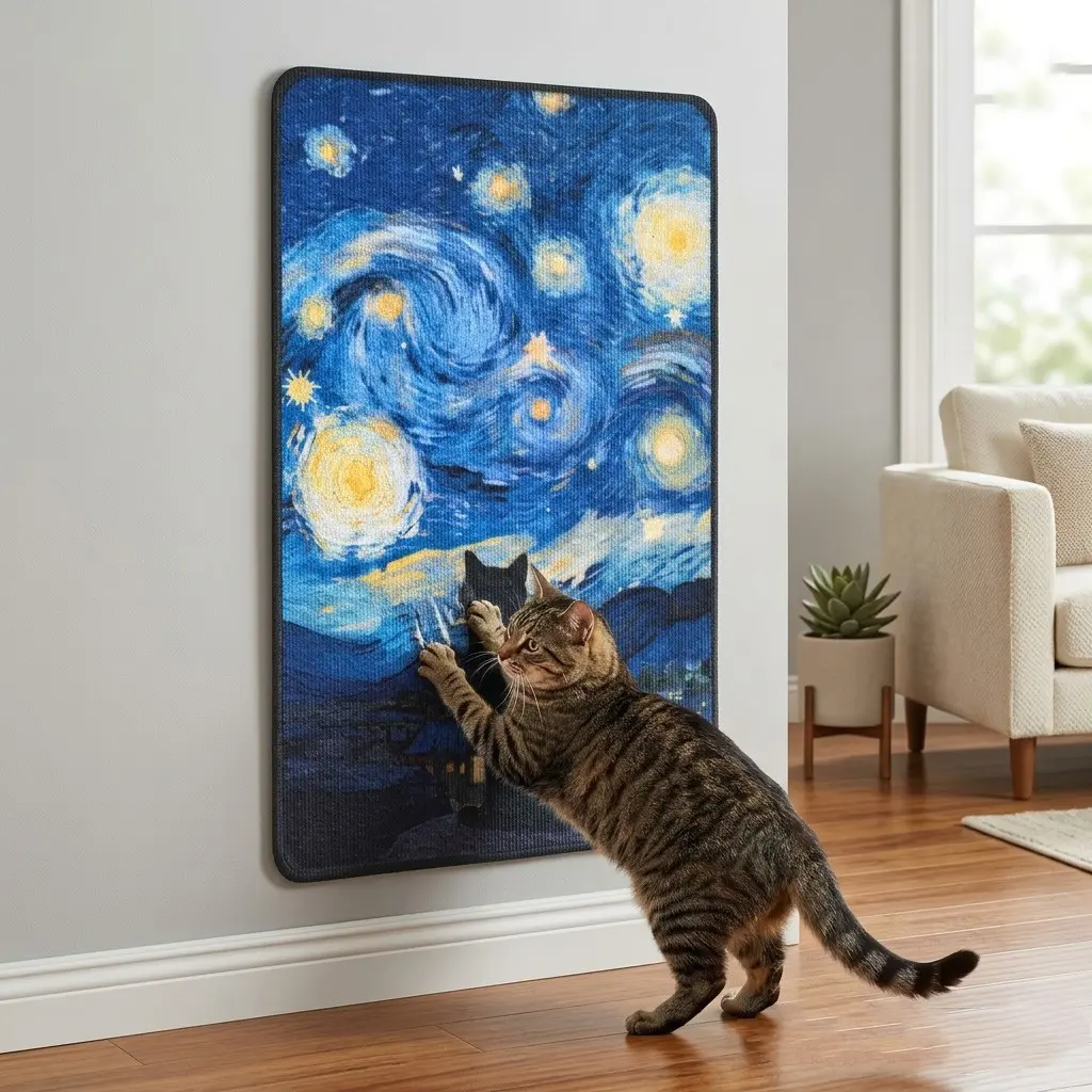 Luxury Cat Scratching Board, High Adhesive Self-Adhesive Pet Toy, Durable Indoor Scratch Pad, Interactive Climbing Mat for Cats