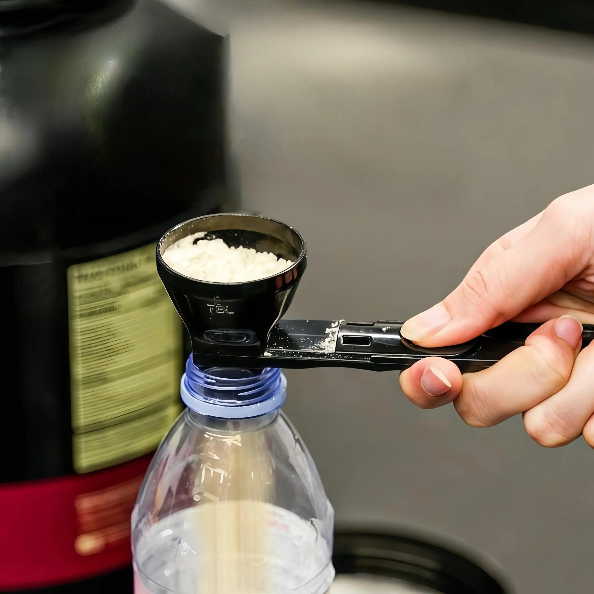 Protein Powder Sliding Spoon, Powder Funnel Scoop, 2 Tablespoon Capacity Coffee Measuring Spoon for Ground Coffee, Funnel for Reusable K Cup Refillable Coffee Pods, Coffee Bar Essentials