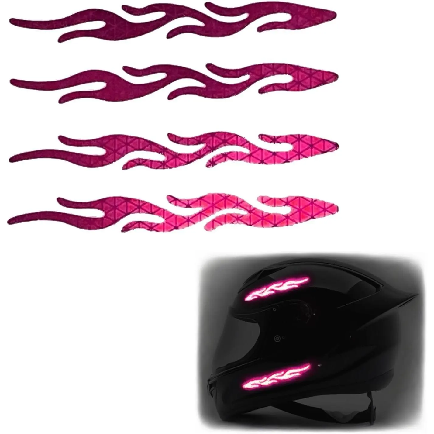 Special Edition Hot Pink High-Intensity Premium Reflective Tribal Flame Motorcycle Helmet Stickers, Vinyl Safety Decals for Bikes