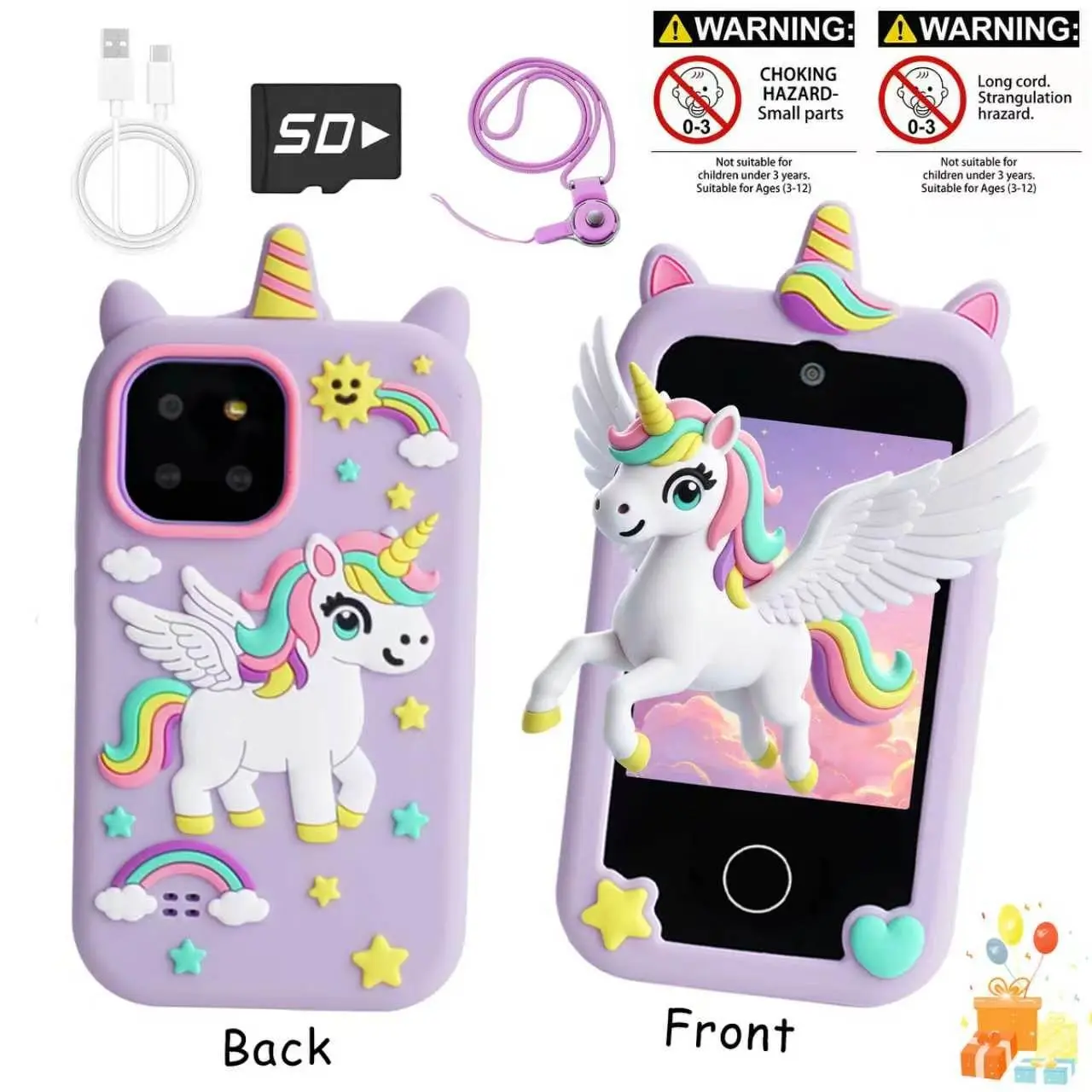 Kids Smart Phone，Dual‑Camera Learning Toy，Game Music Player，Educational Play Gift for Kids，Perfect for Birthday Christmas Presents