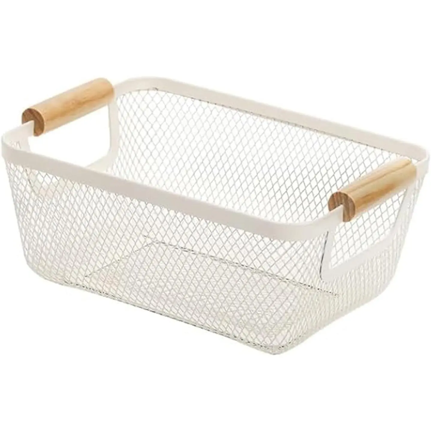 Metal Mesh Steel Basket, Small Wire Storage Organizer Basket Multi-function  Kitchen Basket with  Handle for Kitchen Bathroom Picnic , Rectangle-