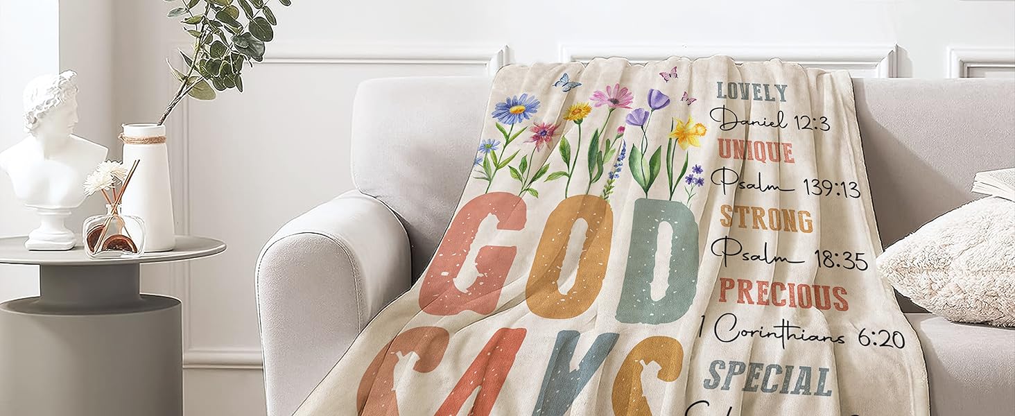 Christian Gifts for Women Birthday - Inspirational Floral Throw, Religious Birthday Gift for Women, Christian Blanket for Mom Sister Friend Girl, Baptism Confirmation Spiritual Gift for Her