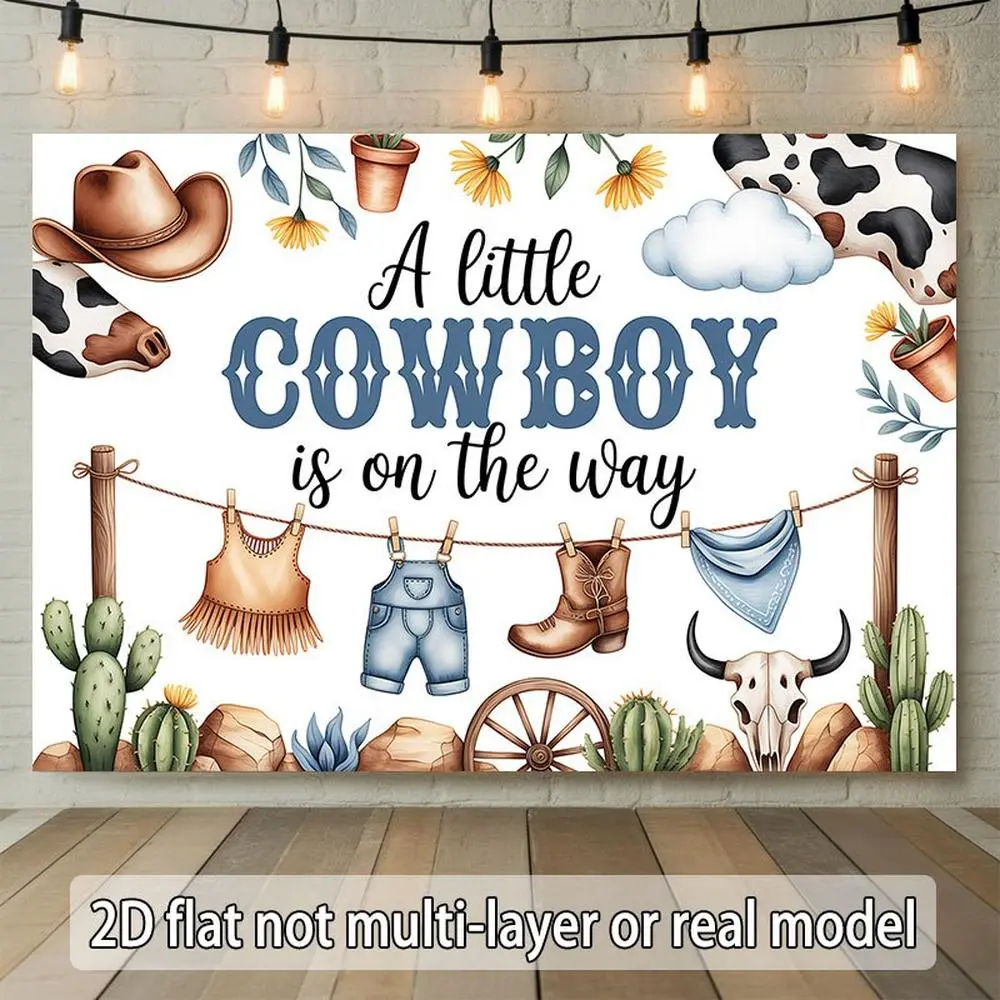 Polyester Fabric Cowboy Theme Banner - 1pc 2D Flat Textile Decor for Wedding, Entryways Rooms, Glam Look Events, Perfect Gift for Party Planners, Indoor/Outdoor Use
