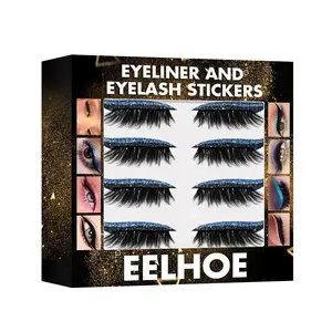 EELHOE 3D Glitter Seven Color Eyeliner, False Eyelash Sticks, Glue Free Self-Adhesive Eye Makeup Eyeshadow Sticks