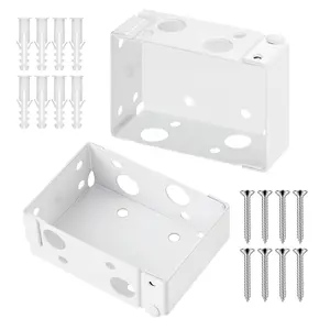 VEVOR Box Mounting Brackets, 2 Pcs, Box Blind Bracket for Window Blinds, Fit for 1.5 x 2.25 inch Headrails, with Self-Tapping Screws and Expansion Tubes, Sturdy Iron, for Blinds Installation, White