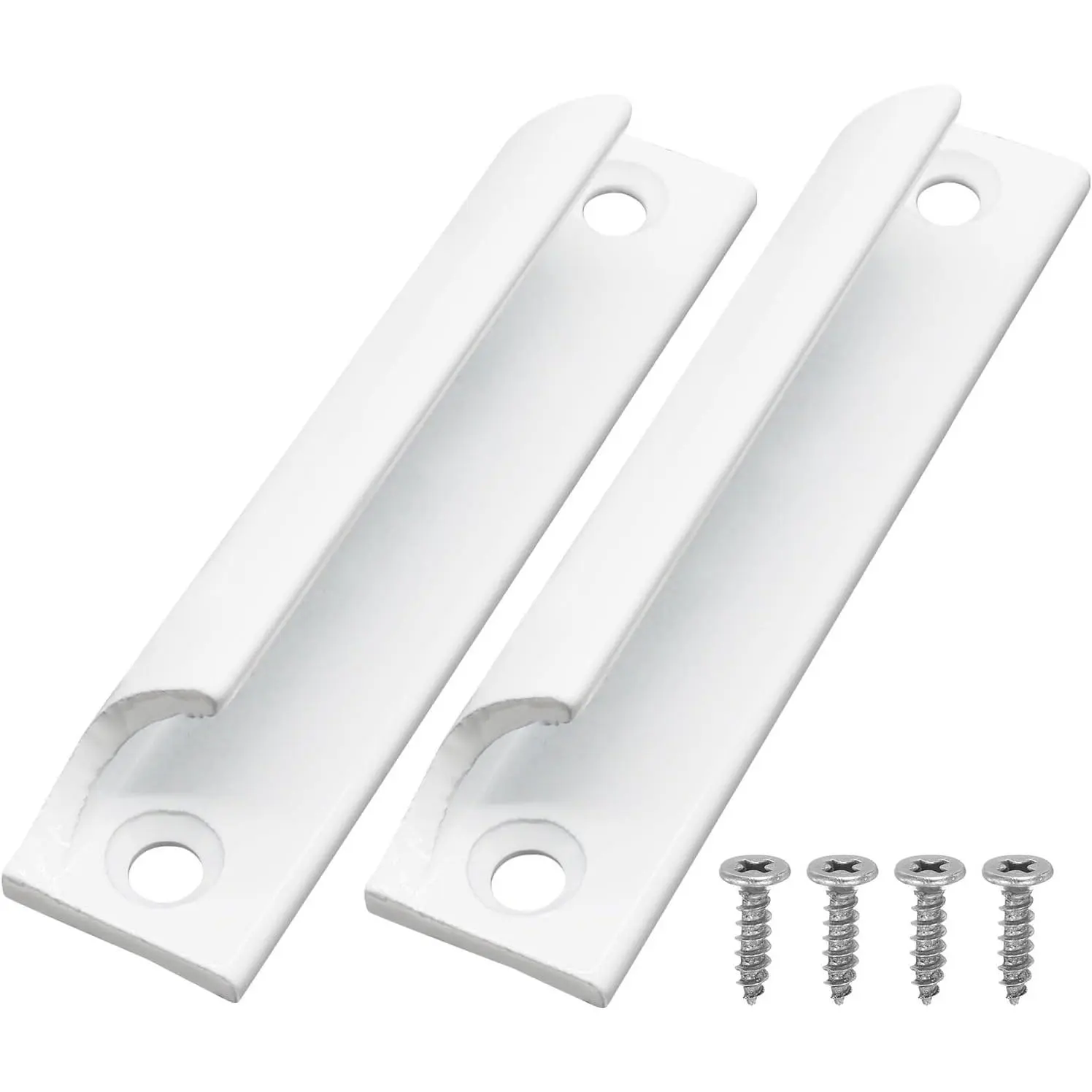 2 Pack Window Sash Lift Handle, 3" Hole Center Finger Pulls,  Alloy Cabinet Handle Drawer Pulls for Sliding Window, Kitchen Closet (White)