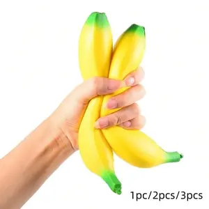 Banana Stress Ball PU Slow Rebound, Decompression Stress Ball, Realistic Fruit Toy, Pressure Relief Banana Toy, Fun and Relaxing Stress Reliever, Perfect for Anxiety Relief