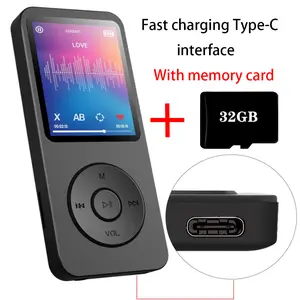 MP3 Player case Type-C Interface Fast Charging Port  5.4 Bluetooth Version Music Player FM Recording E-book