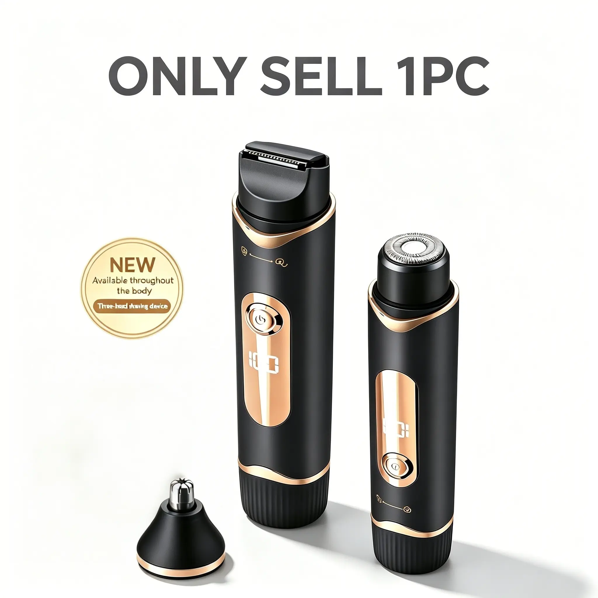 3-In-1 Portable Hair Removal Device, Face/body/nose Trimmer Set, Dual Ring Blade Electric Razor, Gentle Full Body Hair Clipper, Home Travel Use