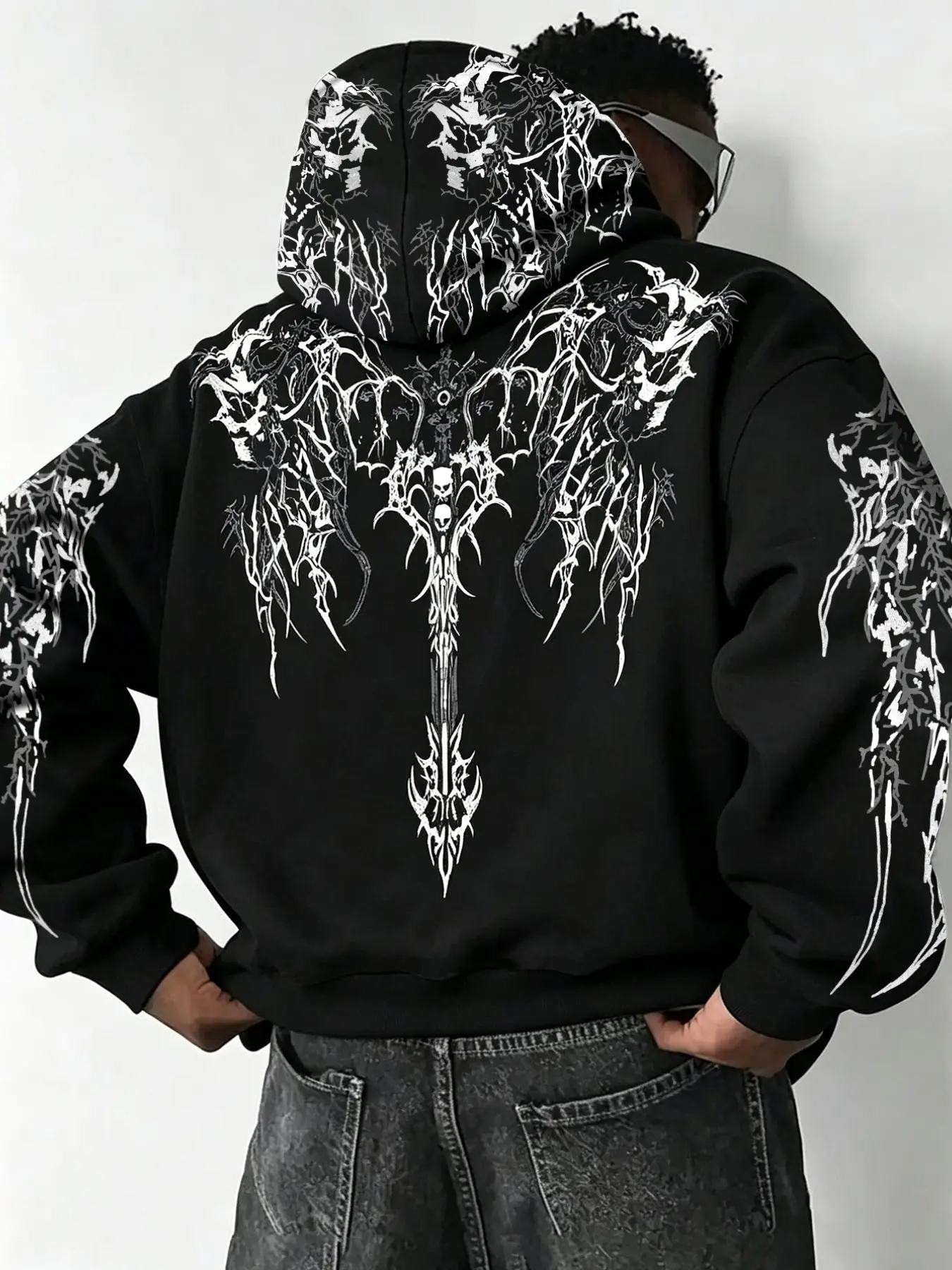 Gothic Punk Hoodie Sweatshirts for Men and Women, Halloween Skull Cross Print, Loose Fit, Y2K Style, Spring Fall Fashion, Unisex Streetwear, Graphic Streetwear Clothing