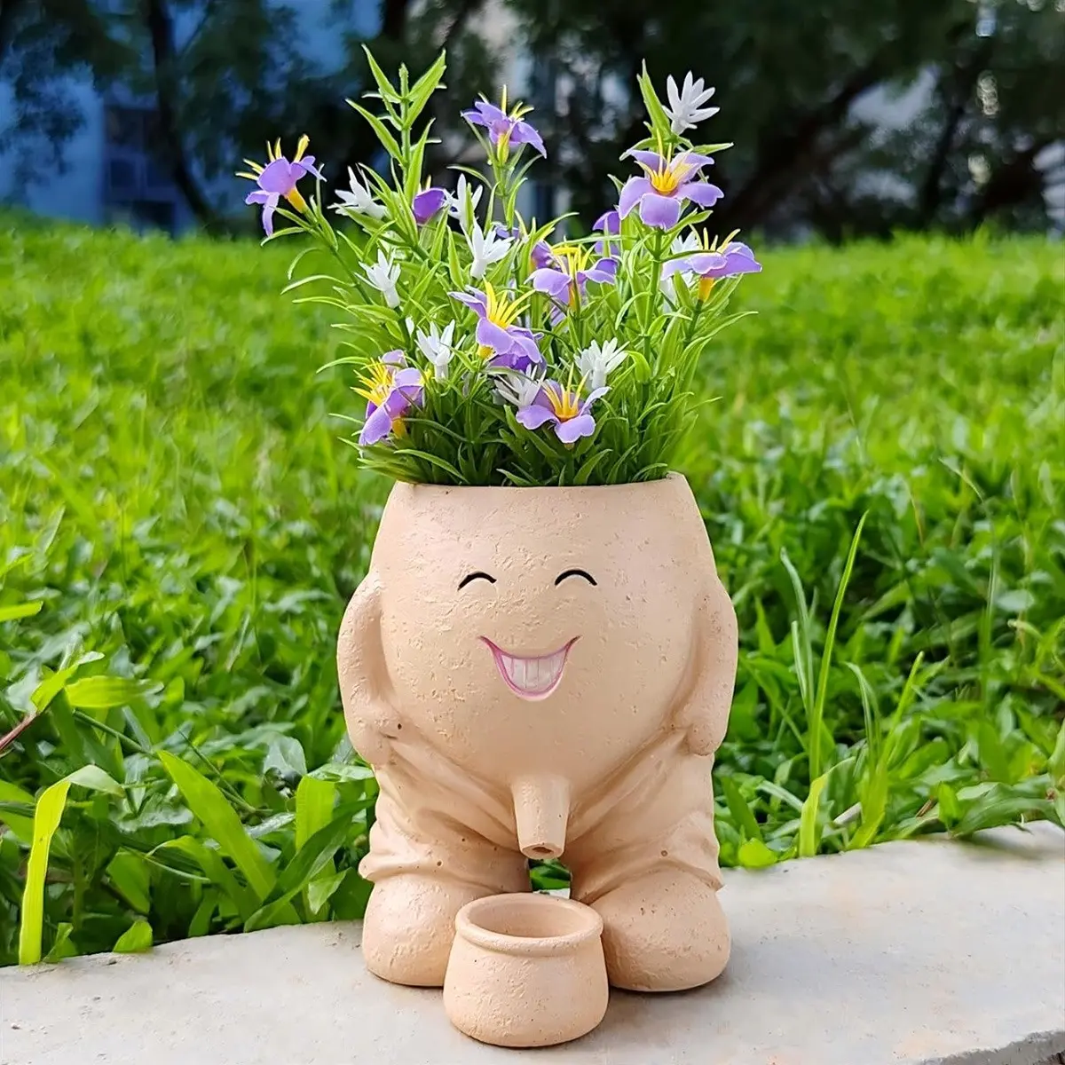 Fun Smiley-Face Flower Pots, Quirky Succulent Pots with Drainage Holes, Cute Indoor Outdoor Planters, Unique Gift for Plant Lovers