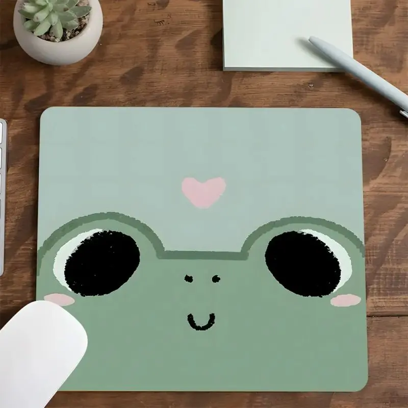 Cute Frog Kawaii Animal Square Mouse Pad - Small 3-8 Inches (30cm*25cm) Non-Slip Rubber Lockedge Pad, Desktop Protector for Lovers of Cute Animals, Laptop Work Use