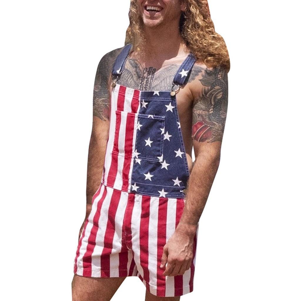 Classic USA Flag Denim Overalls for Men & Women with Adjustable Straps – Ideal for Patriotic Summer Events, 4th of July Cookouts, Fireworks Nights, and National Holiday Festival Outfits