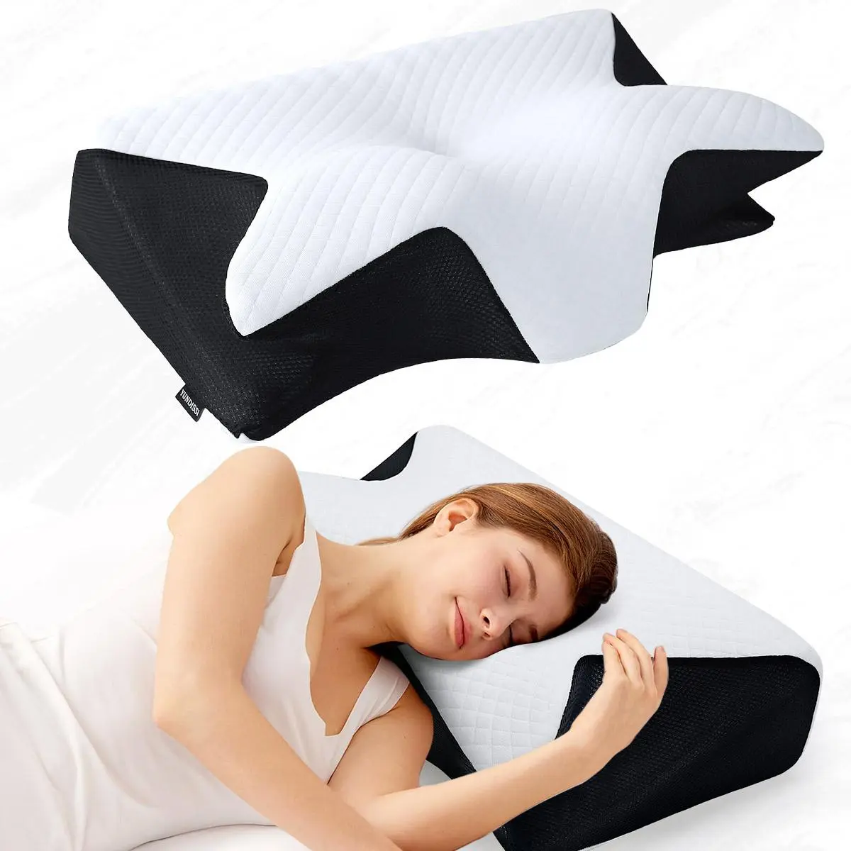 Butterfly Shape Memory Foam Neck Pillow, Travel Neck Cushion, Ergonomic Cervical Support, Side Sleep Pressure Relief, Breathable Skin-Friendly, Washable Cover, All-Season Use