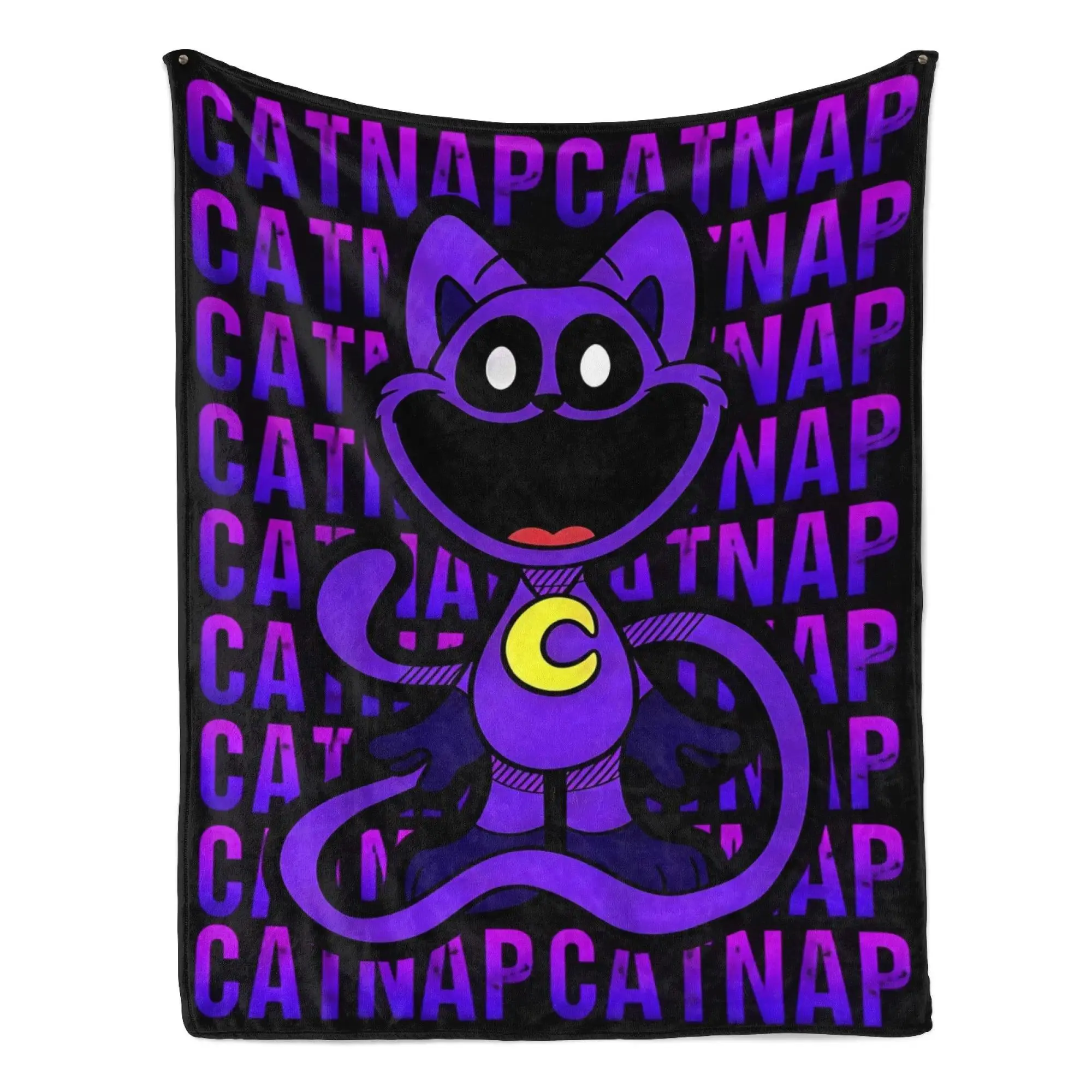 CatNap Poppy Playtime Purple Text Graphic Soft Cozy Lightweight Flannel Throw Blanket, Couch Bed All Season Decor, Matches cooling blankets pillows couch cover bedding set, Halloween Christmas Unique Gift for Horror Game Fans