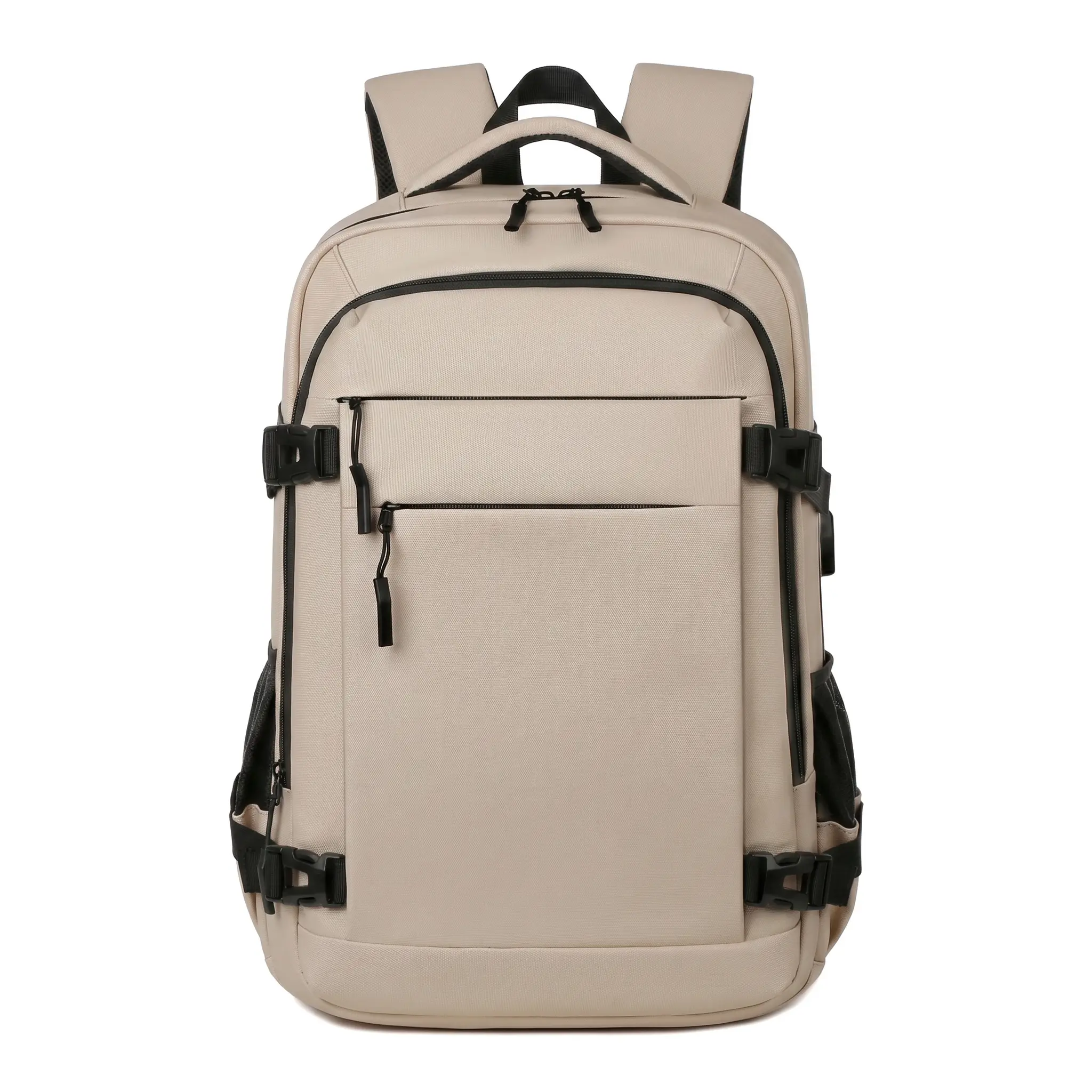 Men's Expandable Business Travel Backpack in Water-Resistant Oxford Fabric, 20-35L Capacity for Daily Office Carry, Fits 16-Inch Laptop, Zip, Waterproof, Commute, Structured, Plain, 20-35 Liters