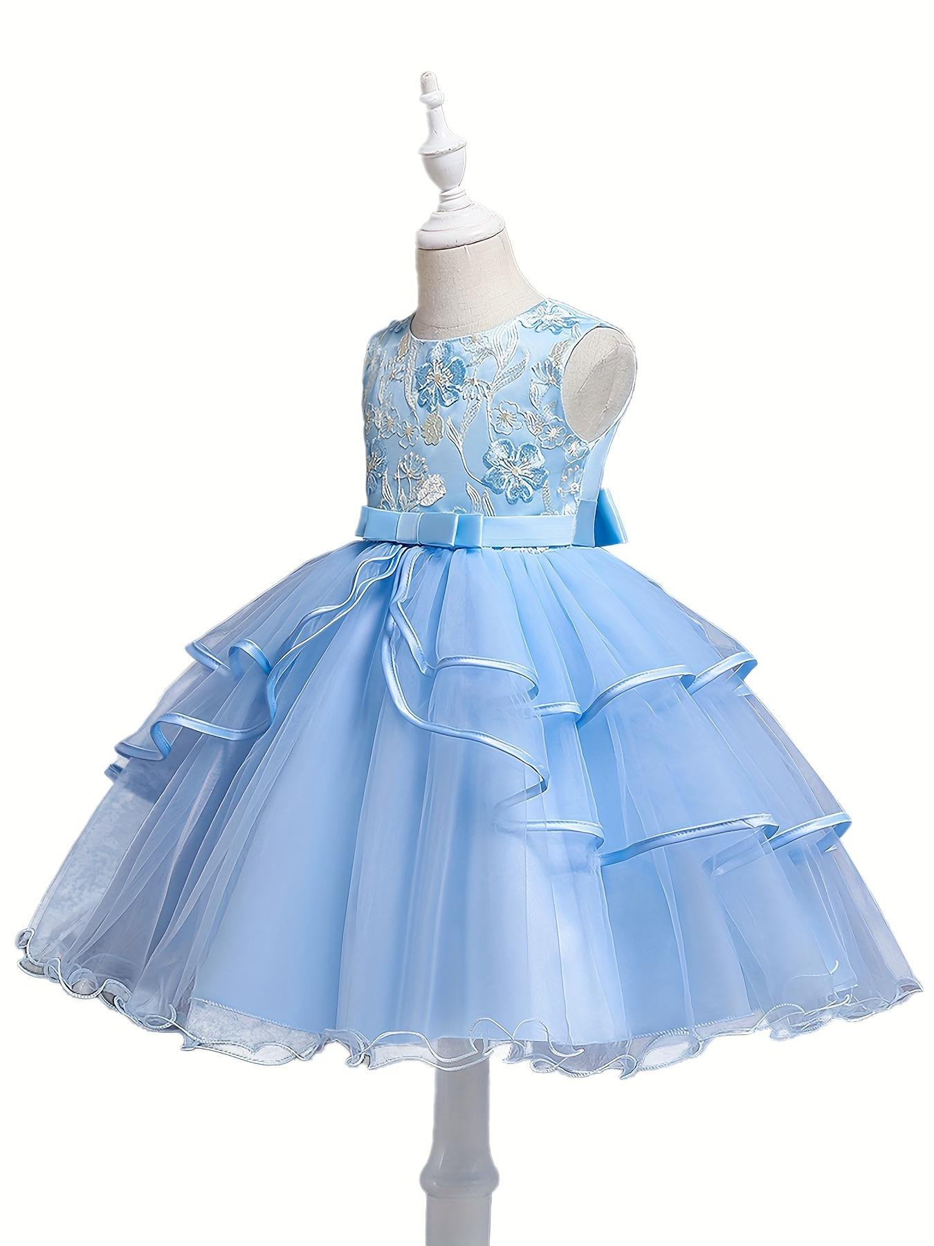 Formal Occasions Girls Mesh Embroidered Puffy A-line Princess Dress Birthday Evening Party Wedding Flower Girls Party Dress Gifts  Gifts