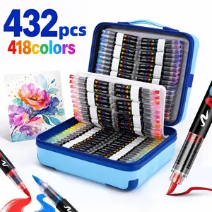 432-Piece/418-Color Liquid Soft Tip Acrylic Art Markers Set, Professional Colors, Hard Case, Multi-Material Compatible, Art Supplies, Art Painting Supplies