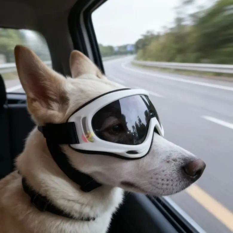 Square Frame Dog Protective Goggles for Corgis, Wind-Resistant Eyewear with Double Adjustable Straps for Stable Wear During Outdoor Cycling, Eye Protection, Windproof Lens, Single Pair