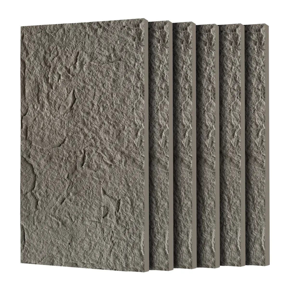 3D Faux Stone Wall Panels, 6 PCS PU Wainscoting Panel for Interior Wall Decor, Flame-resistant & Lightweight & Waterproof, for TV Wall, Office, Living Room,  47.24" * 23.62"(Stone skin)(Charcoal Grey)