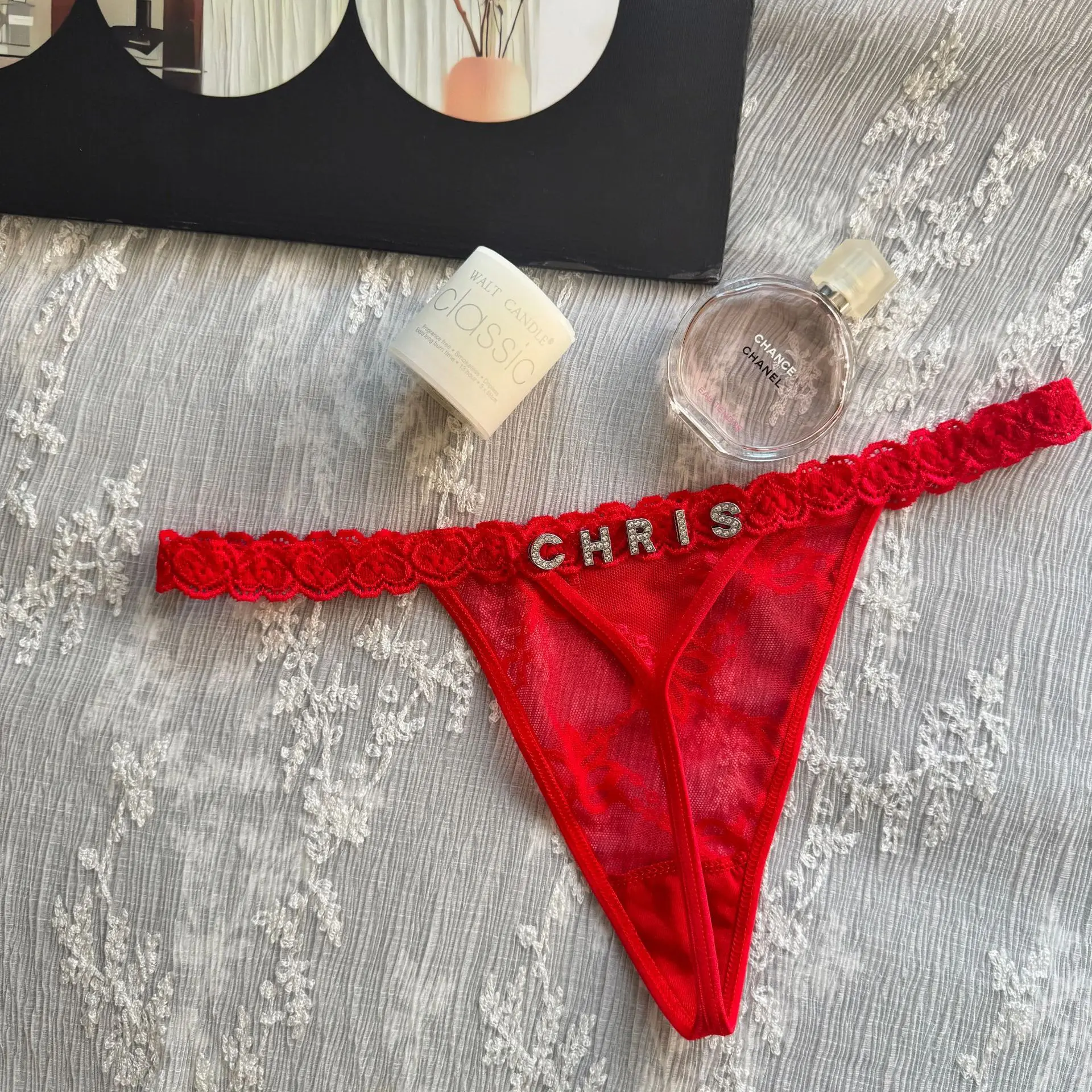 Custom Thong G-String with Boyfriend'S Or Husband'S Name, T-Back, Tanga, Crystal English Letters, Personalized Thong Name, Custom Thong Underwear Bikini Couple Gift Fashionable, Fun And Unique, Custom Gift, Personalized Women'S Gift