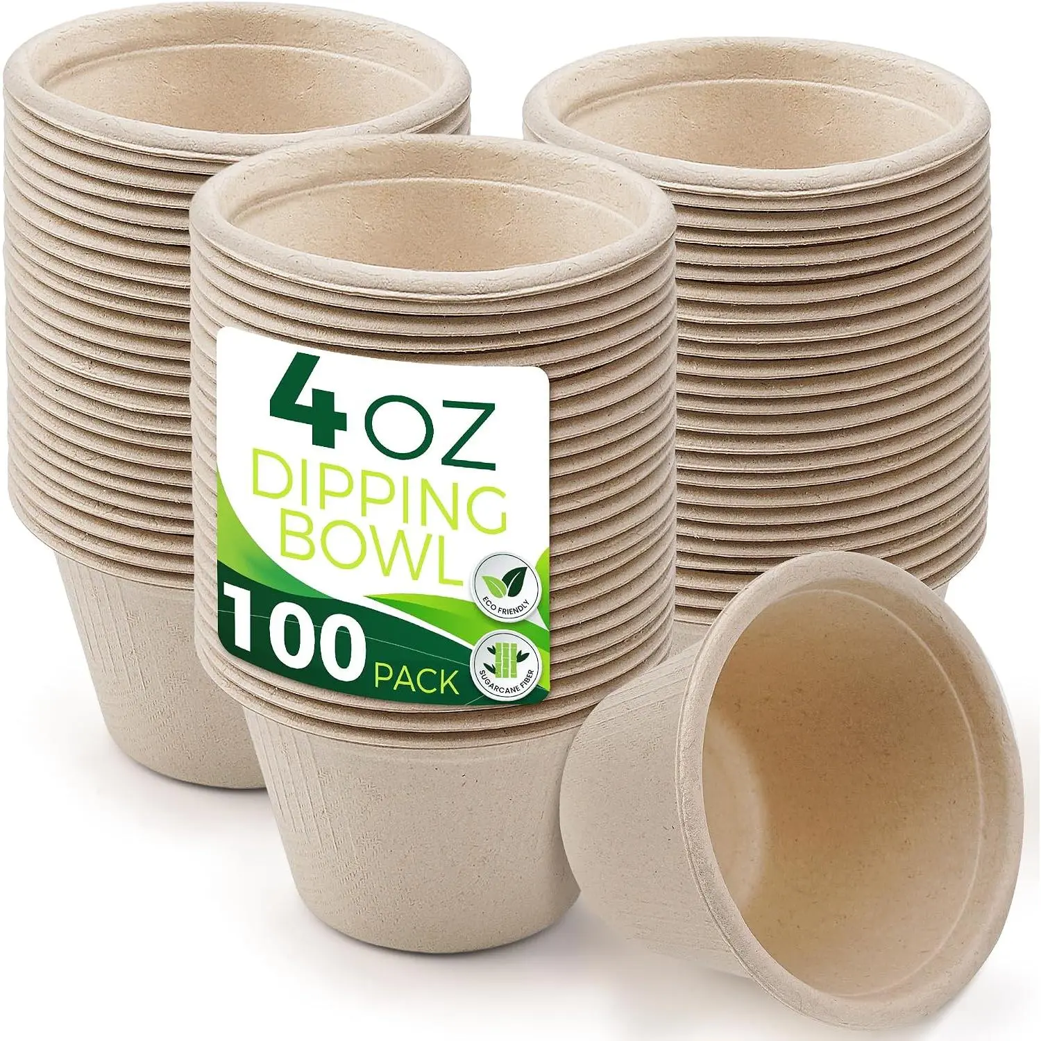 4oz Disposable Paper Cups [100-Pack], Sturdy Small/Mini Paper Cups/bowls,  for Dip Sauce, Tasting and Snacks,  Compostable Sample Cups