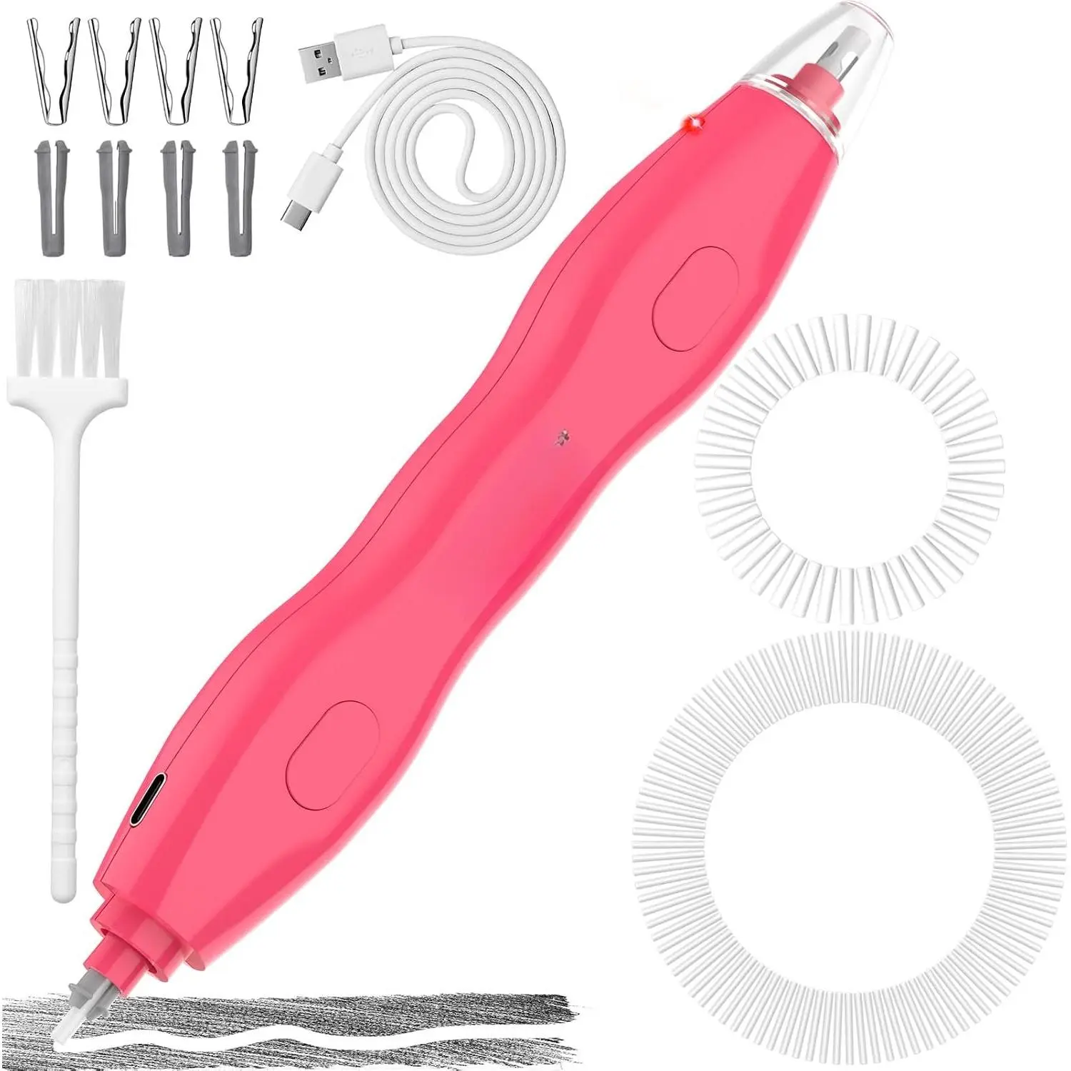 Electric Eraser with 140 Eraser Refills, Rechargeable Pencil Erasers for Artists, Electric Erasers for Drafting, Drawing, Painting, Sketching, Architectural Plans, Detailer Tool EE25(Red)