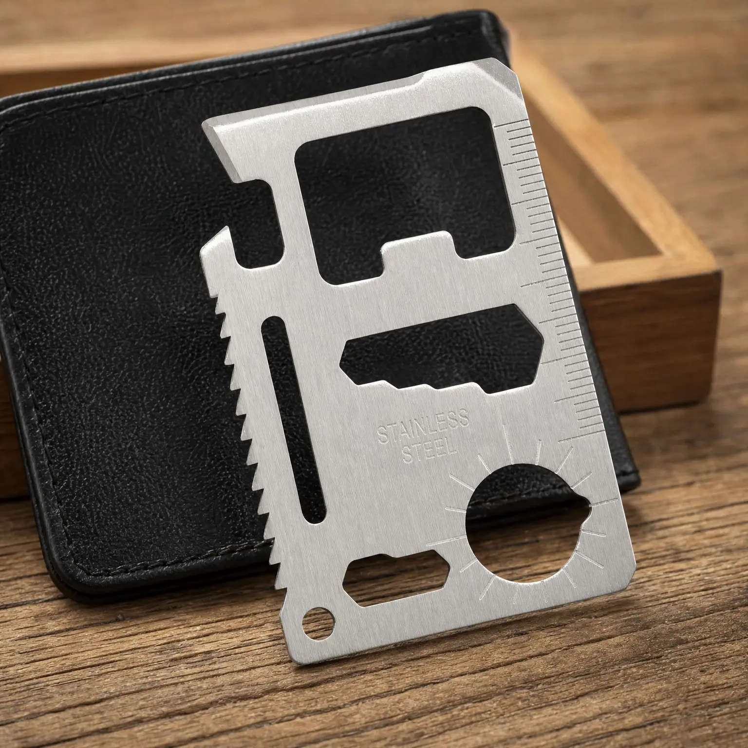 11-in-1 Survival Credit Card Multitool – Multipurpose Tactical Wallet Tool with Bottle Opener & Survival Knife, Christmas Stocking Stuffer Father's Day Birthday Gift for Men Dad